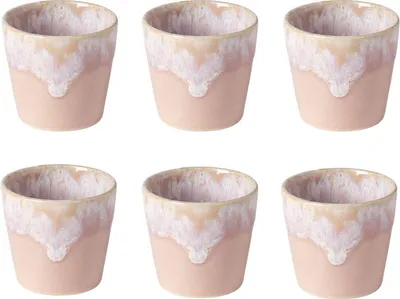 Produktbild von Costa Nova Grespresso handgefertigte Espressotassen – 6er-Set – Rosa – Portugiesisches Steingut – 90 ml – Höhe 6 cm