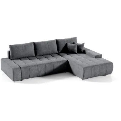 Produktbild von Beautysofa DRACO L Ecksofa mit Schlaffunktion & Bettkasten 267 cm - Schlafsofa, Bettsofa, Couch L-Form, Seitenausführung Rechts – Grau Aston 17