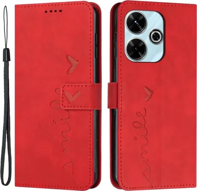 Produktbild von Xiaomi Redmi 13 / Poco M6 4G Hülle - Coverup Smile Klapphülle - Rot