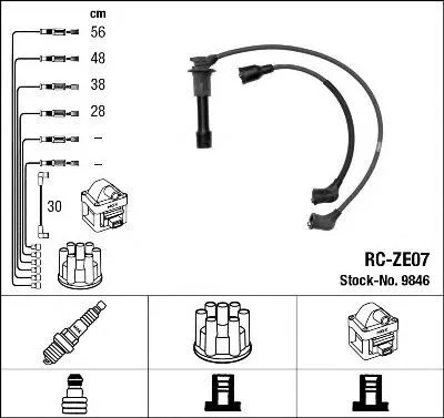 Produktbild von NGK 9846 Zündkabelsatz Zündleitungssatz für MAZDA 323 III Hatchback (BF) 323 III (BF)