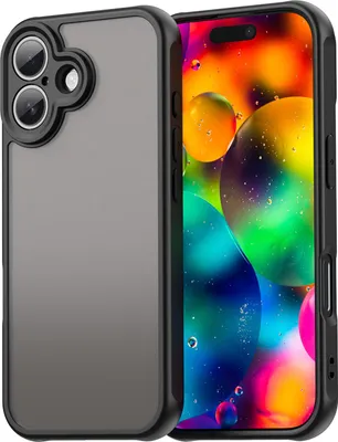 Image de Coque pour iPhone 17, dos mat translucide avec protection de l'appareil photo, coque de protection antichoc Noir
