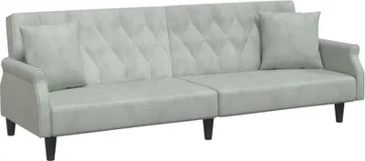 Produktbild von vidaXL Schlafsofa mit Armlehnen Hellgrau Samt