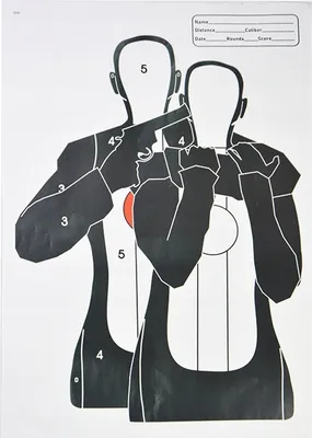 Zdjęcie produktu dla TARCZE SRZELECKIE 45x32cm PISTOLET KARABIN WIATRÓWKA Papier ZAKŁADNIK 5szt