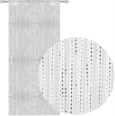Produktbild von Fadenvorhang mit Stangendurchzug Metallic-Streifen, Größe: 90x250cm, Farbe: Weiß
