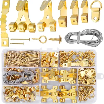 Produktbild von Set mit 250 Bilderhaken, Nagelhaken, Nägel zum Aufhängen von Bildern, Bilderaufhängesysteme, Bilderrahmenaufhängesysteme, Schraubhaken, Bilderaufhängesysteme