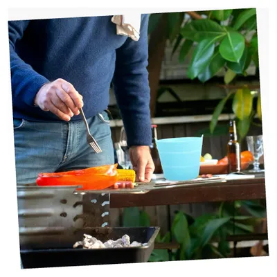 Produktbild von Faltbarer Silikon Grillöl Auffangbehälter Wiederverwendbar Hitzebeständig BBQ Eimer Einlage