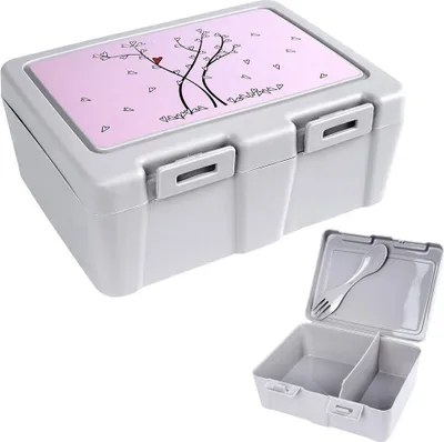 Produktbild von Orion Brotdose Lunchbox mit Fächern Besteck für Frühstück Salat Herzmotiv 1l