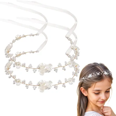 Produktbild von Haarband 2 Stück, weiße Perlen, für Kinder, Haarschmuck