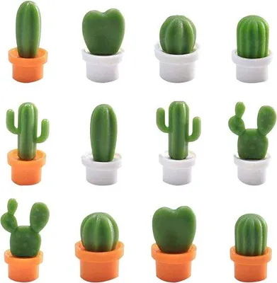 Productafbeelding van 12 mini-cactusmagneetjes - schattige plantenmagneetstickers - decoratie voor keuken, woonkamer en kantoor