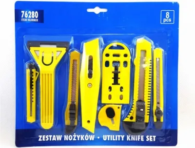 Produktbild von Tapeziermesser Tapetenmesser Set 8tlg. Farbe Schwarz/Gelb