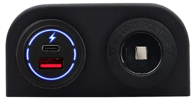 Produktbild von ProRide 12-24V KFZ-Ladegerät USB/USB-C, 2 Anschlüsse, 65W, Blau