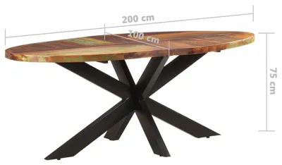 Obrázek produktu pro vidaXL Jídelní stůl oválný 200x100x75 cm Masivní staré dřevo