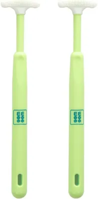 Productafbeelding van Tongreiniger Baby - Tongschraper Mondverzorging - Baby Mondhygiëne - Gemakkelijk Vast te Houden - 2 Stuks - Groen
