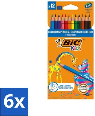 Produktbild von Bic Kids - Buntstifte - Verschiedene Farben - Evolution - 12 Stifte - Vorteilspack - 6 Stücke