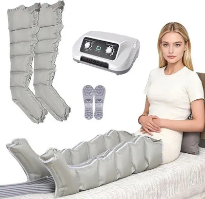Productafbeelding van Beenmassageapparaat - Lymfedrainage Boots - Spierherstel Benen - 6-kamer Compressie - XL - Grijs
