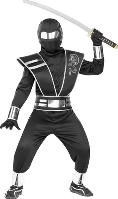 Produktbild von Futuristischer Ninja Kostüm für Kinder Kindergröße: 152-164