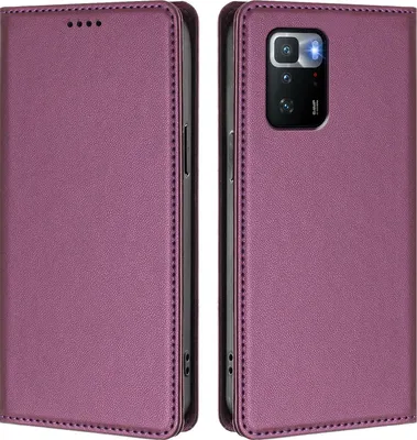 Produktbild von Handyhülle für Xiaomi Poco X3 GT, Kunstleder Klapphülle Stoßfeste Magnetische Hülle mit Ständer Lila