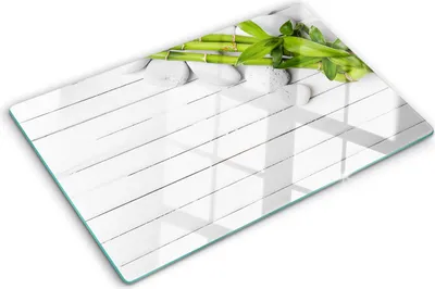 Imagen del producto de Cubierta para placa de cocina – Cubierta para placa de inducción – Placa de protección de vidrio – 80x52 cm – Placas de protección de vidrio para cocina – Vidrio templado – Bambú
