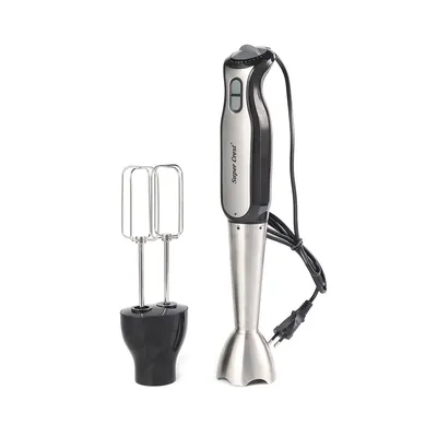 Produktbild von Stabmixer mit Schneebesen, 2 Geschwindigkeiten und Turbomodus, 500W Stabmixer, Stabmixer aus 304 Edelstahl für Suppen, Smoothies, Pürees
