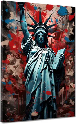 Produktbild von USA New York Freiheitsstatue Leinwandbild Wandbild Kunstdruck XL Wanddeko: 60x80x2cm