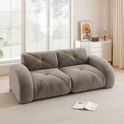 Produktbild von STILVORA Rahmenloses modulares 2-Sitzer-Sofa mit tiefem Sitz und 32D-Hochdichtschaum, Chenille-Cloud-Sofa mit rutschfestem Design und weicher Polsterung, Wohnzimmersofa für Wohnzimmer