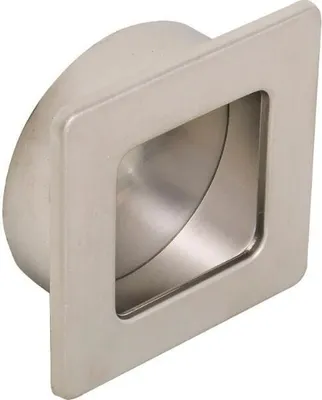 Produktbild von Estamp Griffmuschel Annea Breite 39mm - Muschelgriff eckig - ideal für Schiebetür - Griff zum Einlassen - Zinkdruckguss Edelstahl Effekt