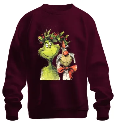 Immagine prodotto di Grinch Natale Divertente Grinch Testa Max Cane Regalo Retro Unisex Felpa Pullover, Borgogna, M