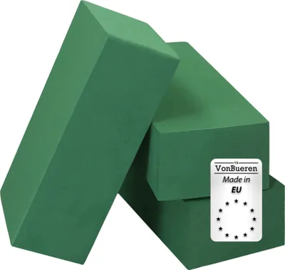 Obrázok produktu pre VonBueren 3x vlhká penová hmota | Penová hmota na kvety | cca 23 x 11 x 7,5 cm na jeden kus | Penová hmota na ručné práce | Penová hmota | pre umelé a čerstvé kvety | vyrobené v EÚ