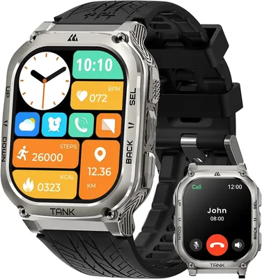 Produktbild von KOSPET Tank M3 Herren Smartwatch 1.96" AMOLED 5ATM Wasserdicht 60+ Tage Akku 170+ Sportmodi Militär Standard Bluetooth Anrufe
