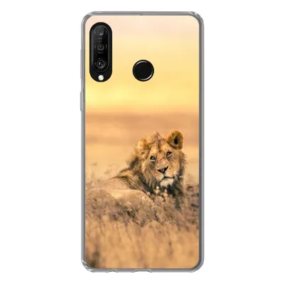 Produktbild von MuchoWow® Handyhülle Schutzhülle Hülle für Huawei P30 Lite Löwen - Gras - Himmel Silikon Softcase Handy Hülle - Handyhülle
