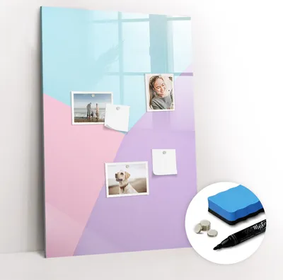 Produktbild von Magnetische Wandtafel - Schwarzer Marker + Schwamm + Magnete - 60 x 90 cm - Pastellmuster