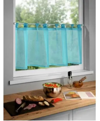 Produktbild von Schlaufenpanneau „Bert“ - Scheibengardine - Farbe: Blau Größe (HxB): 50x135cm