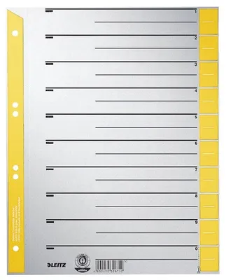 Image de 10x Leitz 1652-00-15 Intercalaires A4 extra larges jaune bord perforé couleur 100 pièces
