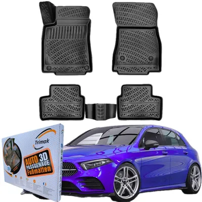 Produktbild von Trimak Autofußmatten kompatibel mit Mercedes-Benz A Klasse W177 ab 2018 Auto Allwetter Gummimatten