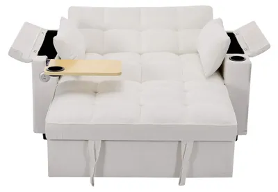 Zdjęcie produktu dla 140,5 x 74 x 82 cm. Rozkładana sofa 3 w 1. Sofa z regulowanym oparciem, z portem USB, dwuosobowa, sofa wypoczynkowa, sofa do spania, składana, rozkładana
