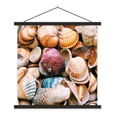 Produktbild von MuchoWow® Textilposter Muscheln - Strand - Griechenland 120x120 cm mit schwarzem Rahmen - Aufhängungsset