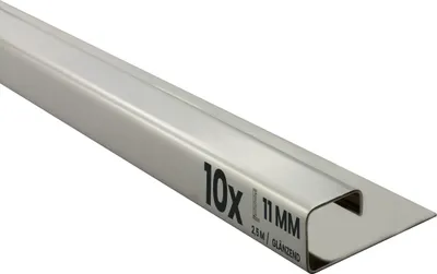 Produktbild von 10x Quadrat-Profil Edelstahlschiene Fliesenprofil Fliesenschiene L250cm 11mm glänzend