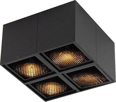Produktbild von QAZQA - Design Spot I Spotlight I Deckenspot I Deckenstrahler I Strahler I Lampe I Leuchte schwarz 4-flammig Spotbalken-flammig - Qubo Honey I Wohnzimmer I Schlafzimmer - Aluminium Quadratisch - LED g