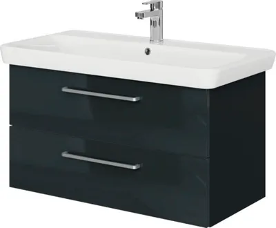 Produktbild von Pelipal Badmöbel-Set Sunline 105 BxHxT 96 x 56 x 48,5 cm Frontfarbe anthrazit mit Keramik-Waschtisch und Waschtischunter