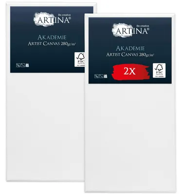 Produktbild von Artina Keilrahmen Leinwand Akademie, 50x100cm, 2er Set