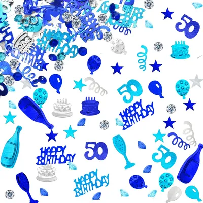 Productafbeelding van 50 Stuks Confetti Decoratie voor Verjaardag in Blauw en Zilver