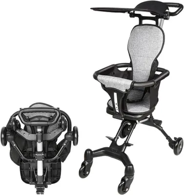 Produktbild von Faltbarer Kinderwagen – Tragbarer Reisekinderwagen – Komfortables Reisen – Einfach zusammenklappbar – Höhe: 87-109 cm – Schwarz
