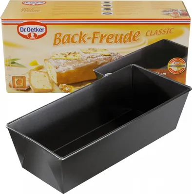 Produktbild von Dr. Oetker Kastenform 25 cm, Königskuchenform mit Antihaftbeschichtung, hochwertige Form, eckige Kuchenform (Farbe: schwarz)