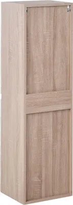 Produktbild von BELIANI Bad Hängeschrank Hellbraun MDF-Platte Holzoptik Matt 2-Türig Schmal 120 x 35 x 30 cm Modern Badezimmer Wandschrank Hänge Badschrank Badmöbel