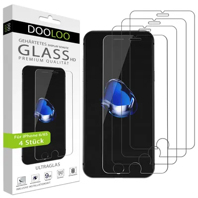 Produktbild von 4x iPhone 6/6S Panzerglas Panzerfolie Schutzglasfolie Displayschutzglas Echt Glas Schutz Folie Display Glasfolie 9H