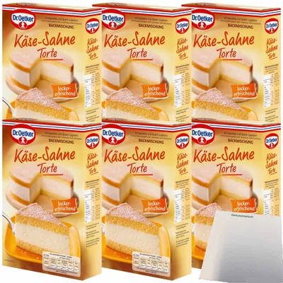 Produktbild von Dr. Oetker Käse-Sahne Torte Backmischung 6er Pack (6x385g Packung) + usy Block