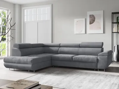 Produktbild von FurniDe24 Ecksofa L-Form Aron Links - Moderne Ecksofa, Wohnzimmer Sofa - Eckcouch Dunkelgrau  (Monolith 85)