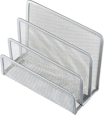 Produktbild von Schlichter, moderner Briefhalter für Schreibtisch, Silber, 7,5x14x10,5 cm