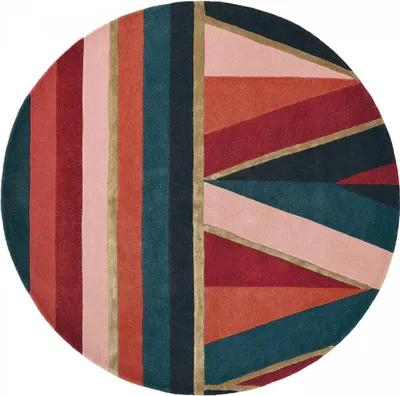 Produktbild von Handgefertigter runder Wollteppich mit geometrischem Muster SAHAARA R