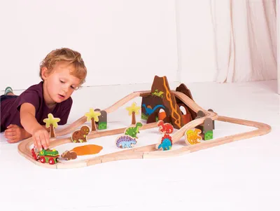 Productafbeelding van Bigjigs Rail: Houten treinbaan met dinosaurussen